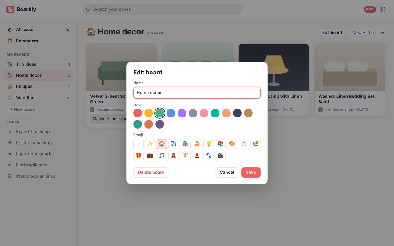 Organize with colors and emojis
